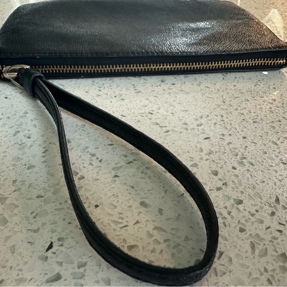Black Leather Coach Wristlet - Picture 4 of 8
